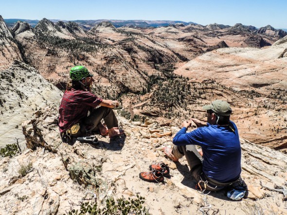 Chris and Rob taking in the views from the summit of Aries Butte.